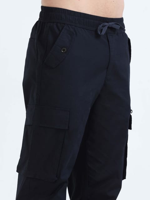 Flexi Waist Zip Navy Cargo Pant