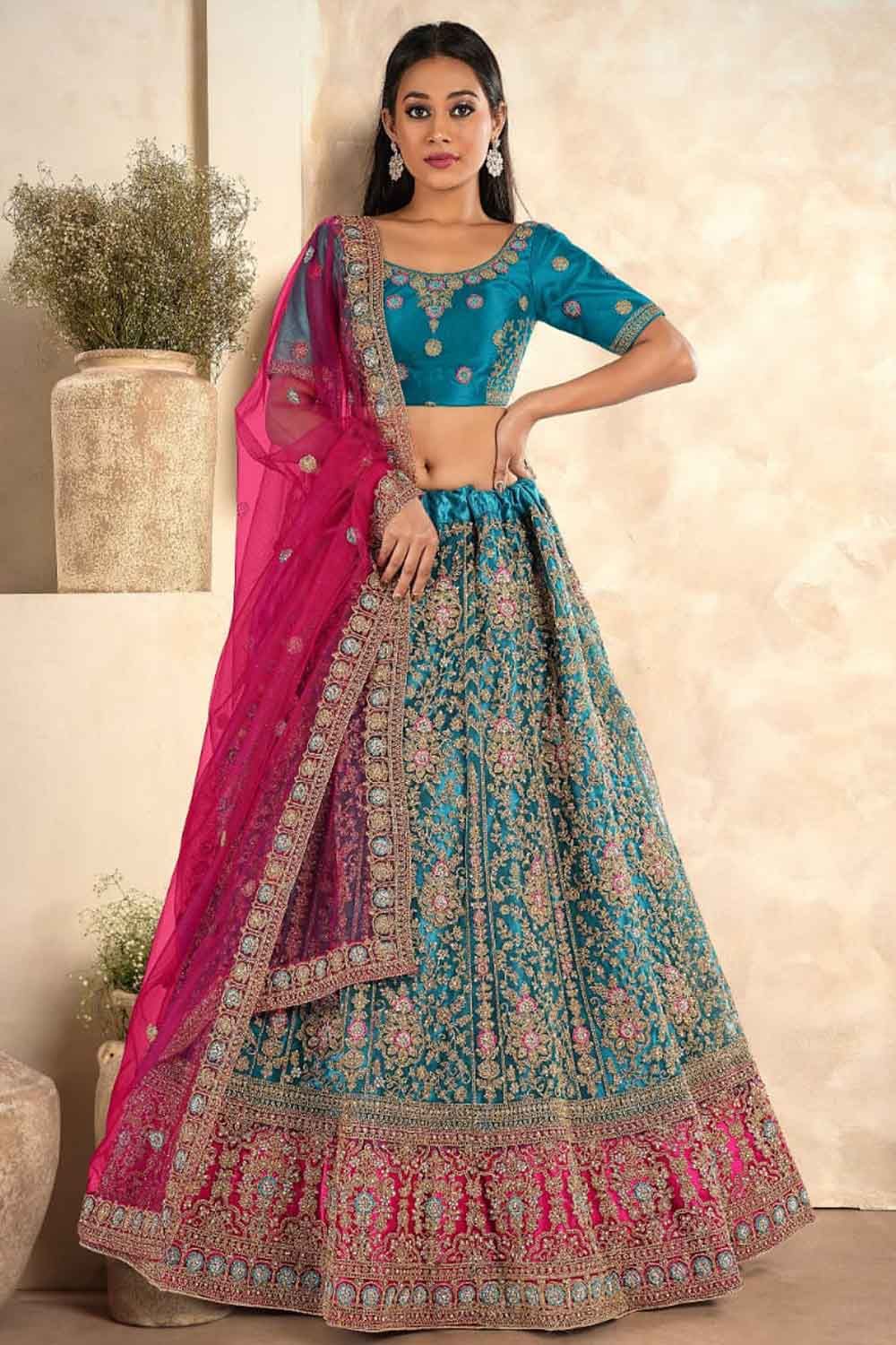 Gajiwala Womens Net Lehenga Blue 8226