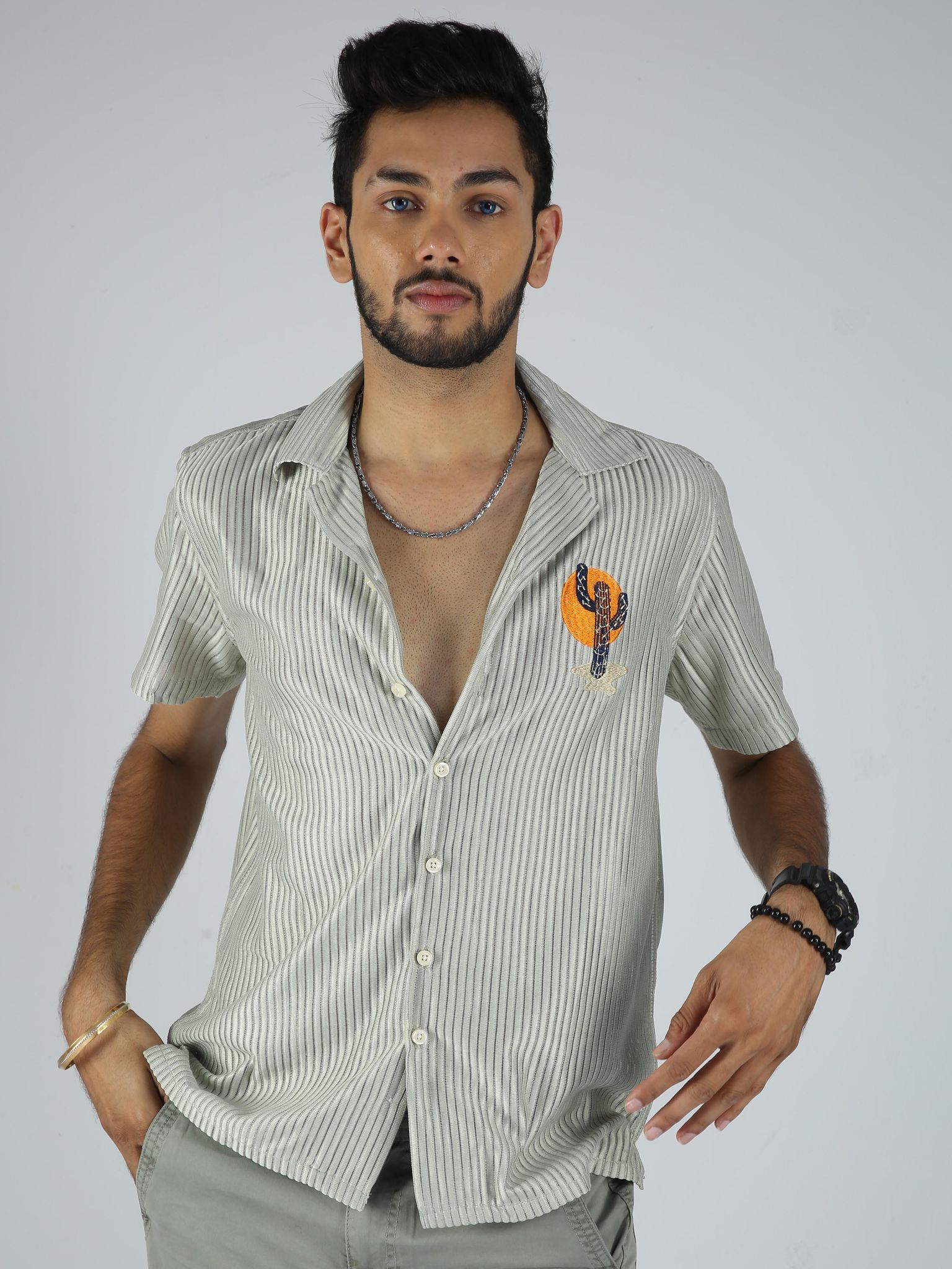 Men E Stripes Shirt - Fern