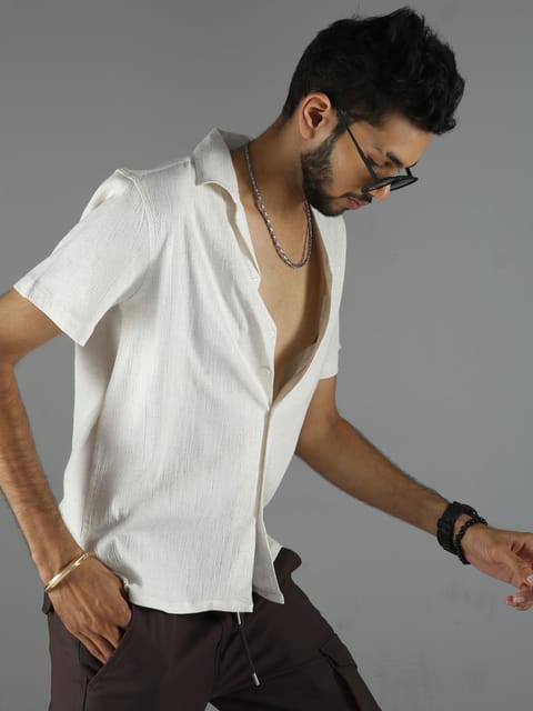 Men Natural Stretch Shirt - Cream