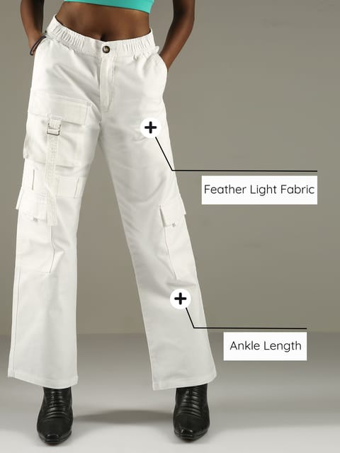 White Baggy Cargo Pants Womens