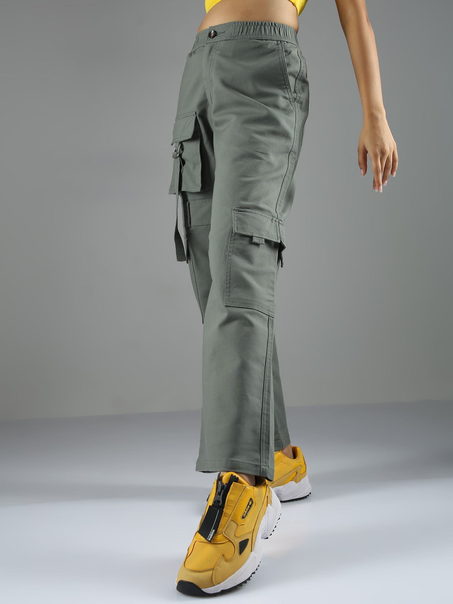 Olive Green Baggy Cargo Pants Womens