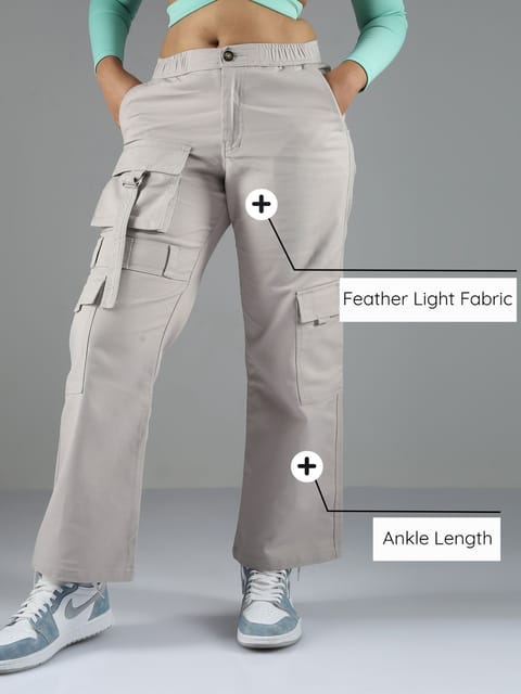 Ligth Grey Baggy Cargo Pants Womens