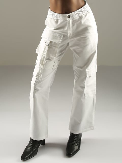 White Baggy Cargo Pants Womens