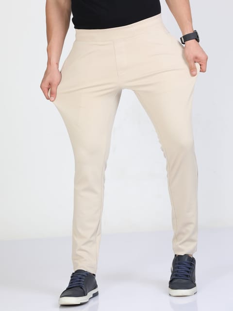 Men Beige Stretchy Peanut Joggers