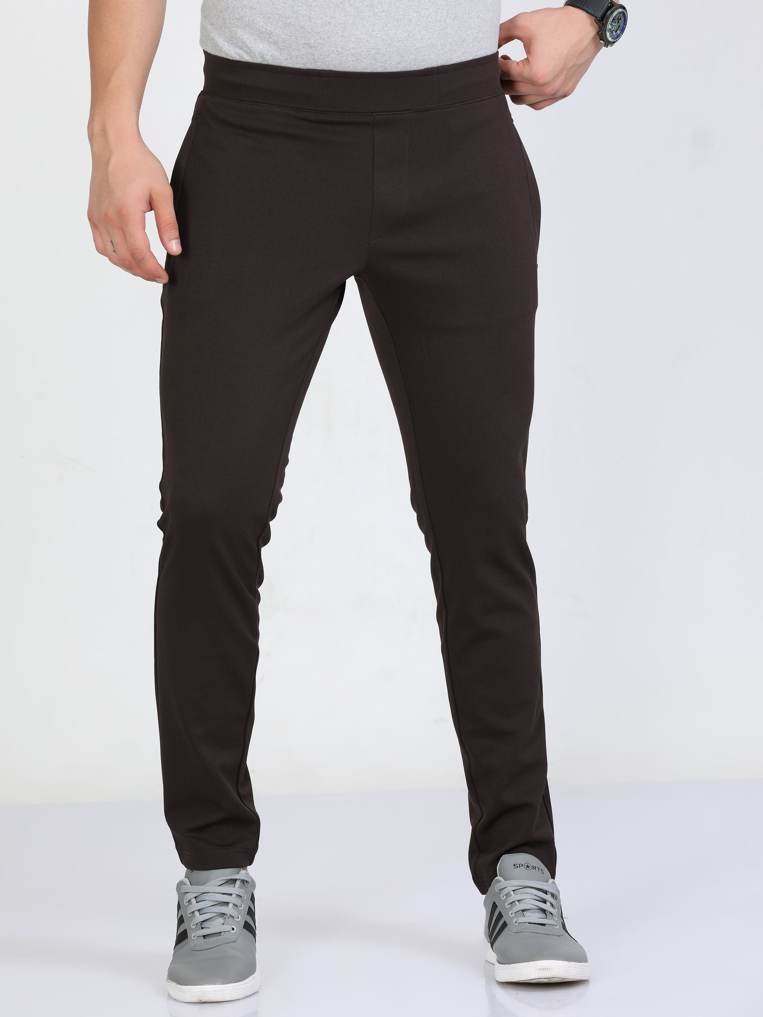 Men Brown Stretchy Peanut Joggers