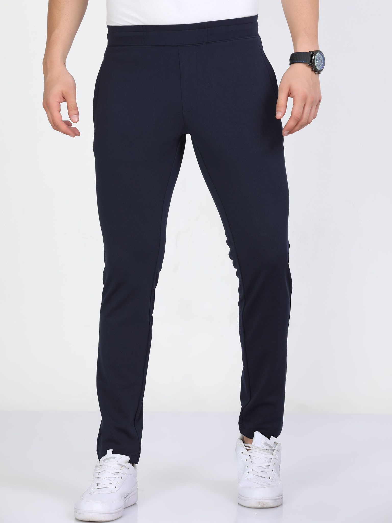 Men Navy Stretchy Peanut Joggers