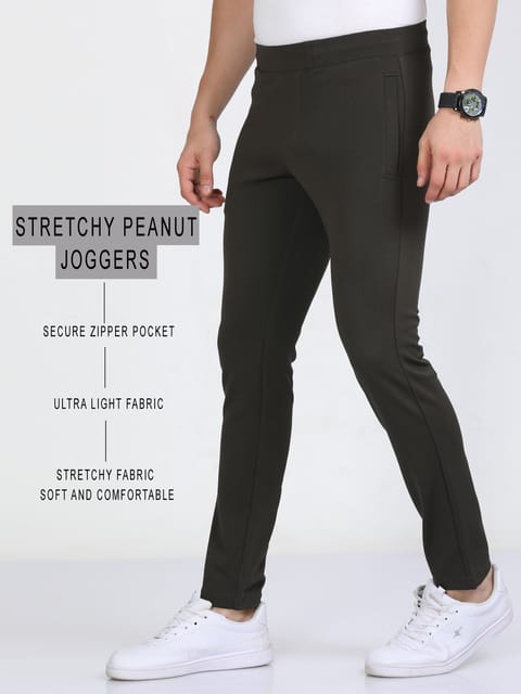 Men Olive Stretchy Peanut Joggers