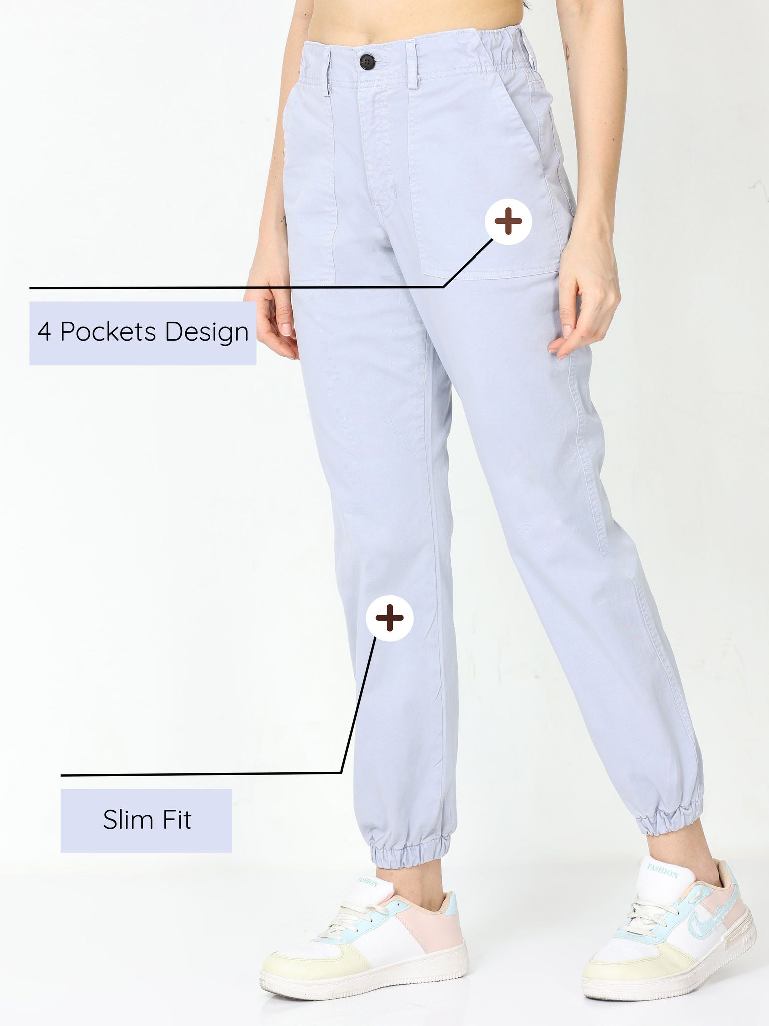 Women Vintage Blue Stone Jogger Pants