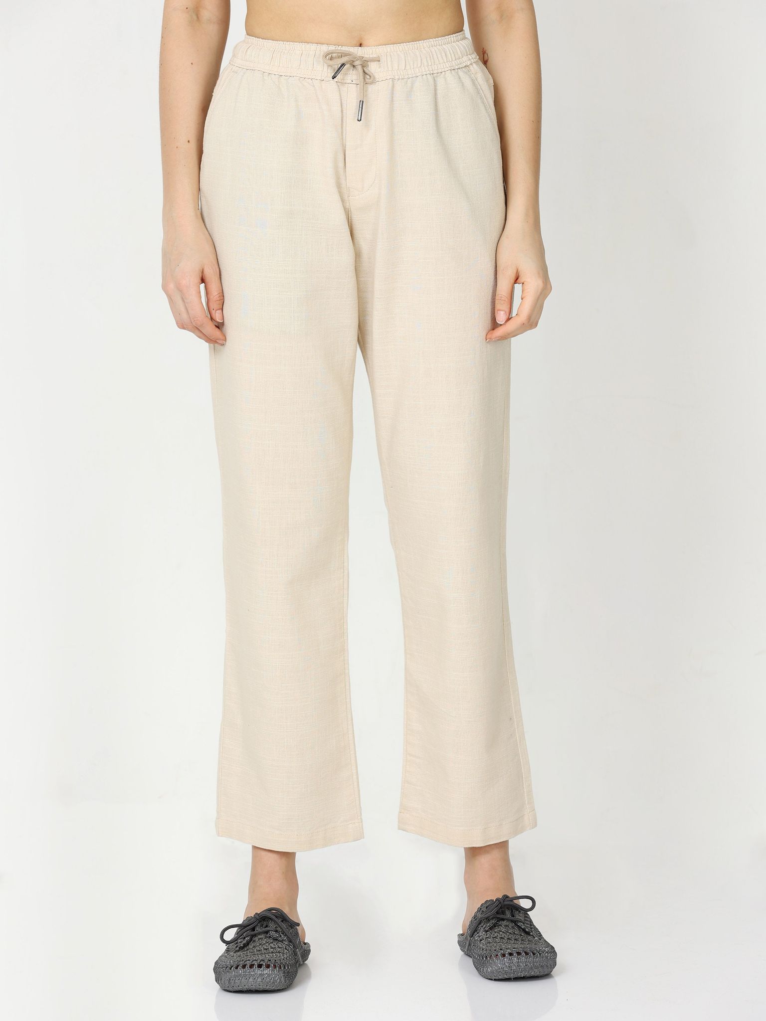 Lazy Linen Beige Pants Womens