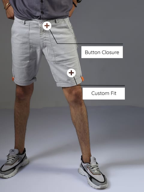 Men Linen Stone Cargo Shorts