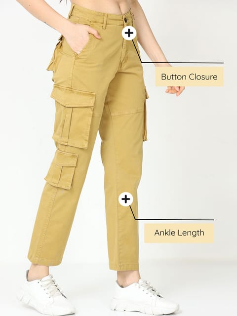 Women Vintage Khaki Cargo