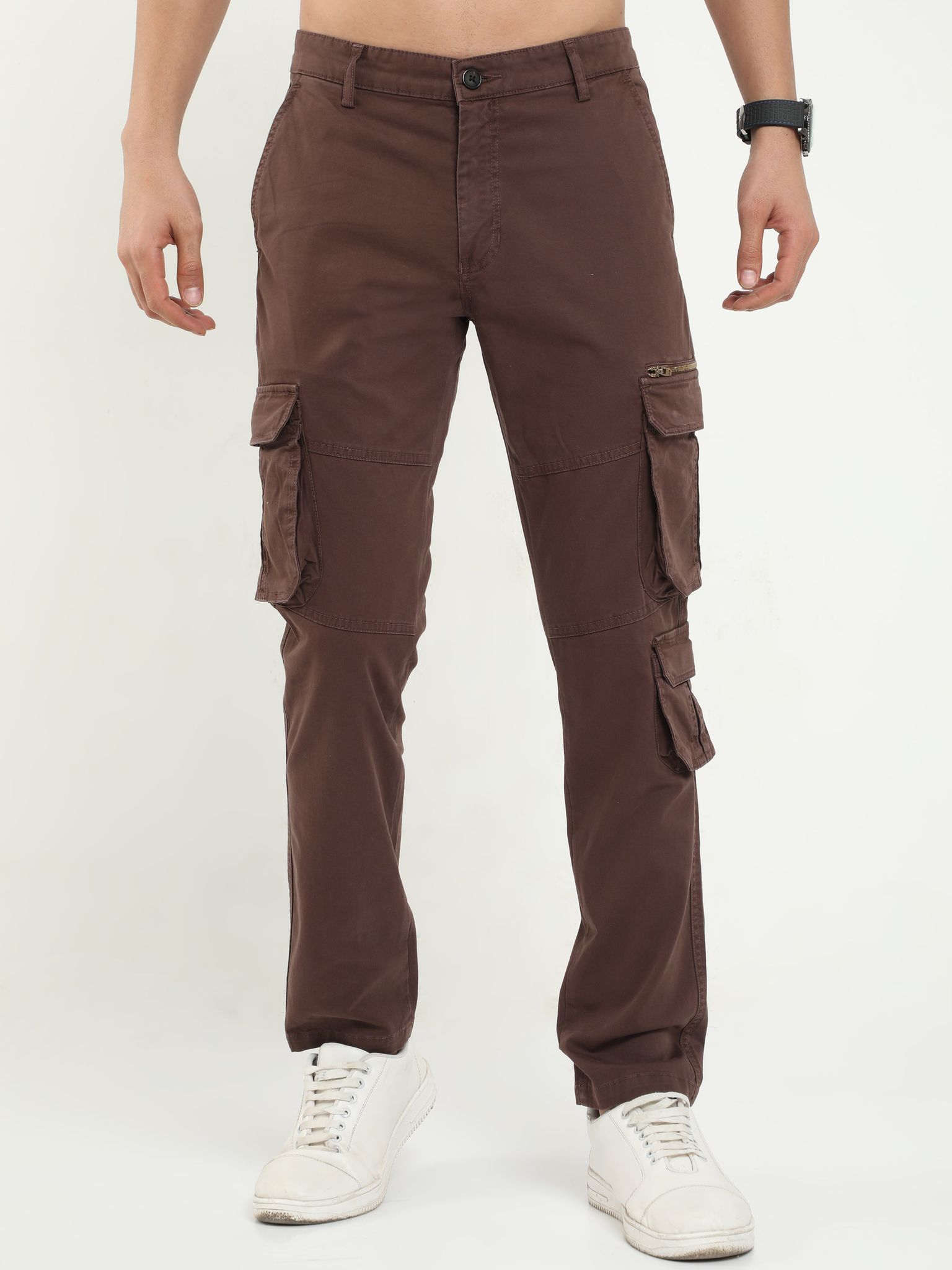 Men Vintage Brown Utility Cargo