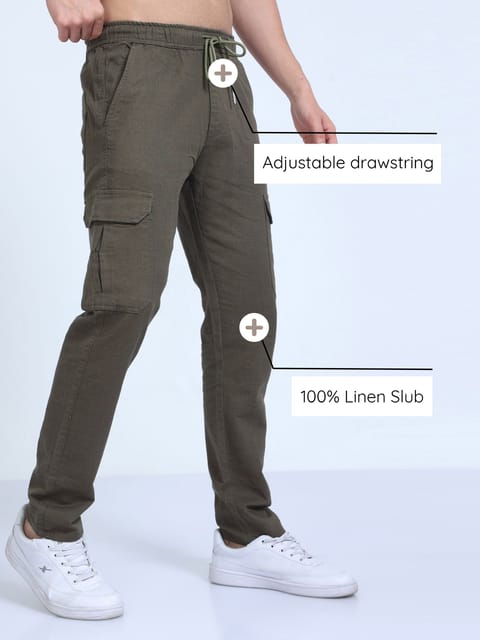 Men Lazy Linen Pants Olive