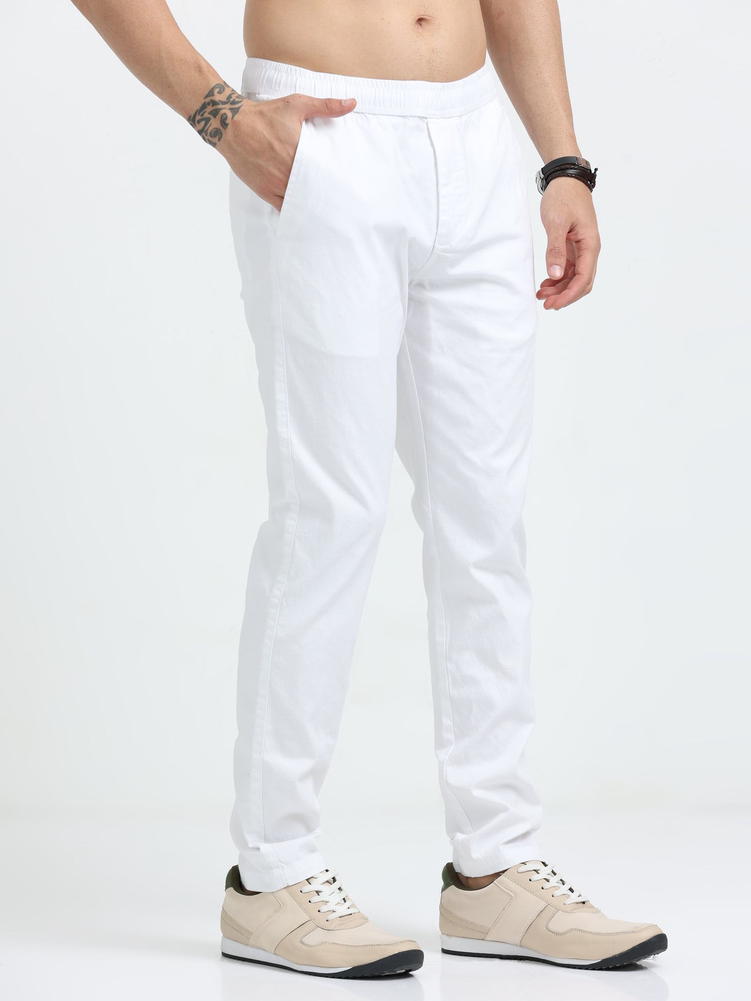 Lazy Linen Comfy Trouser - White