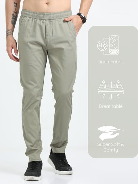 Lazy Linen Comfy Trouser - Olive