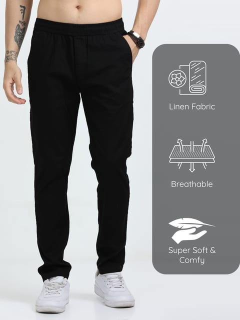 Lazy Linen Comfy Trouser - Black