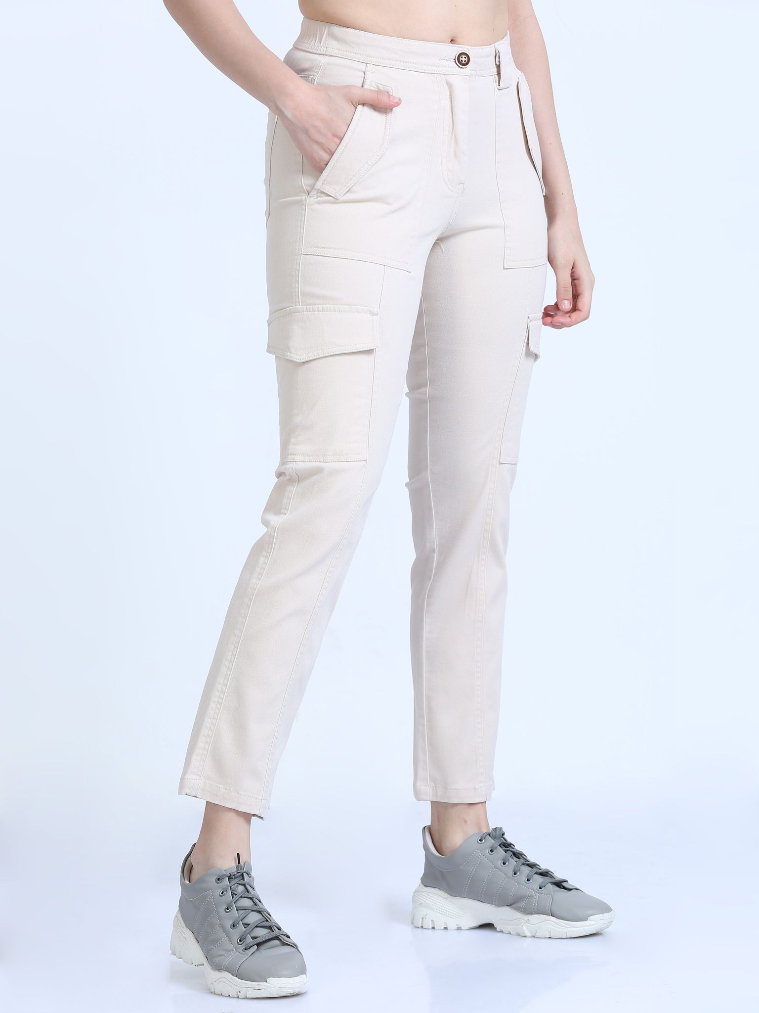 Women Bolsillo Cargo-Cream