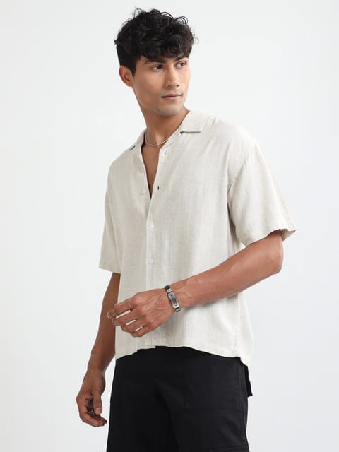 Men Natural Stretch Shirt-Off white