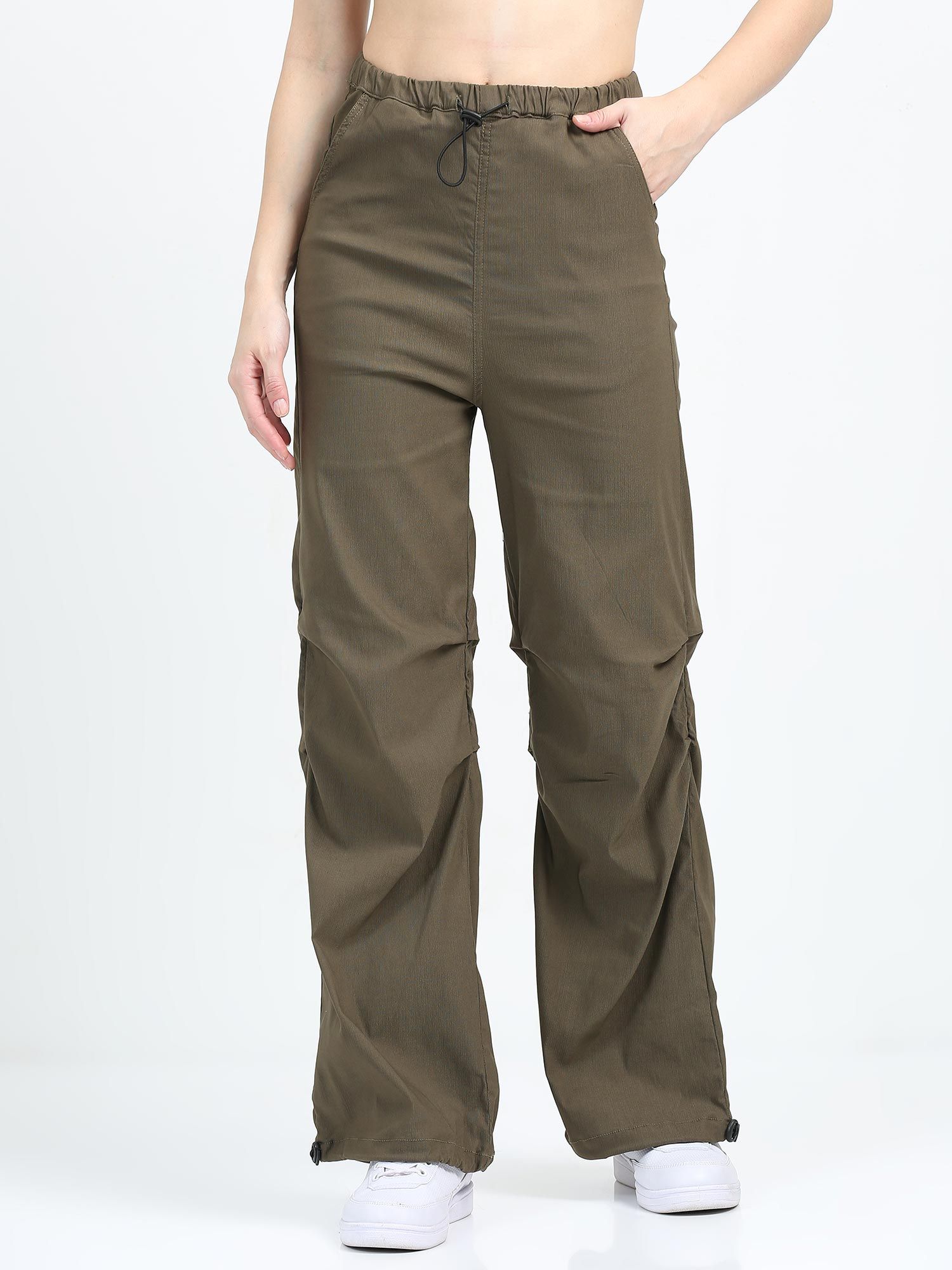 Women Parachute Trouser-Brown