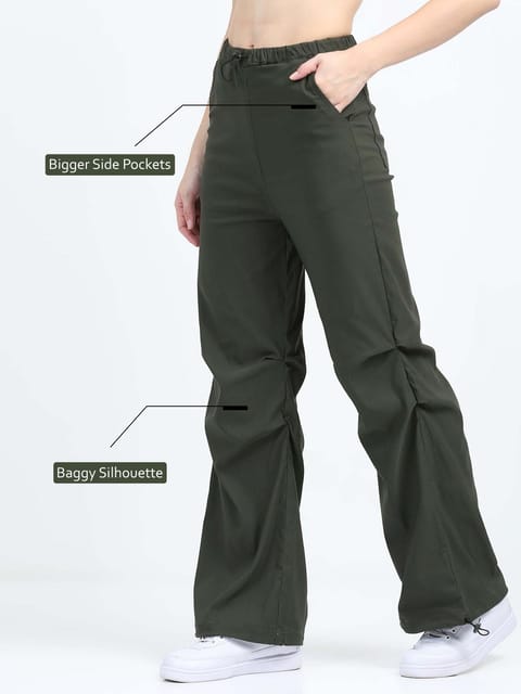 Women Parachute Trouser-Olive