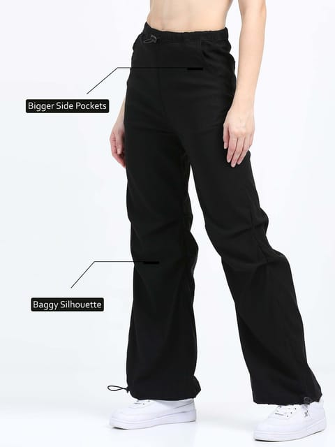 Women Parachute Trouser-Black