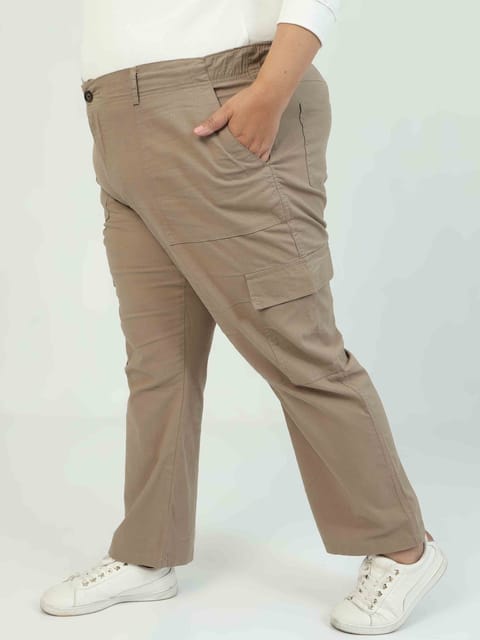 Curve Beige Cargo Pants Womens