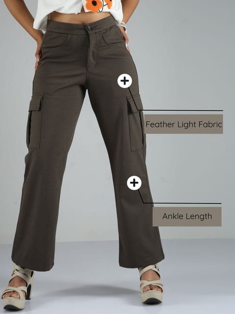 Women Straight Pants-Olive