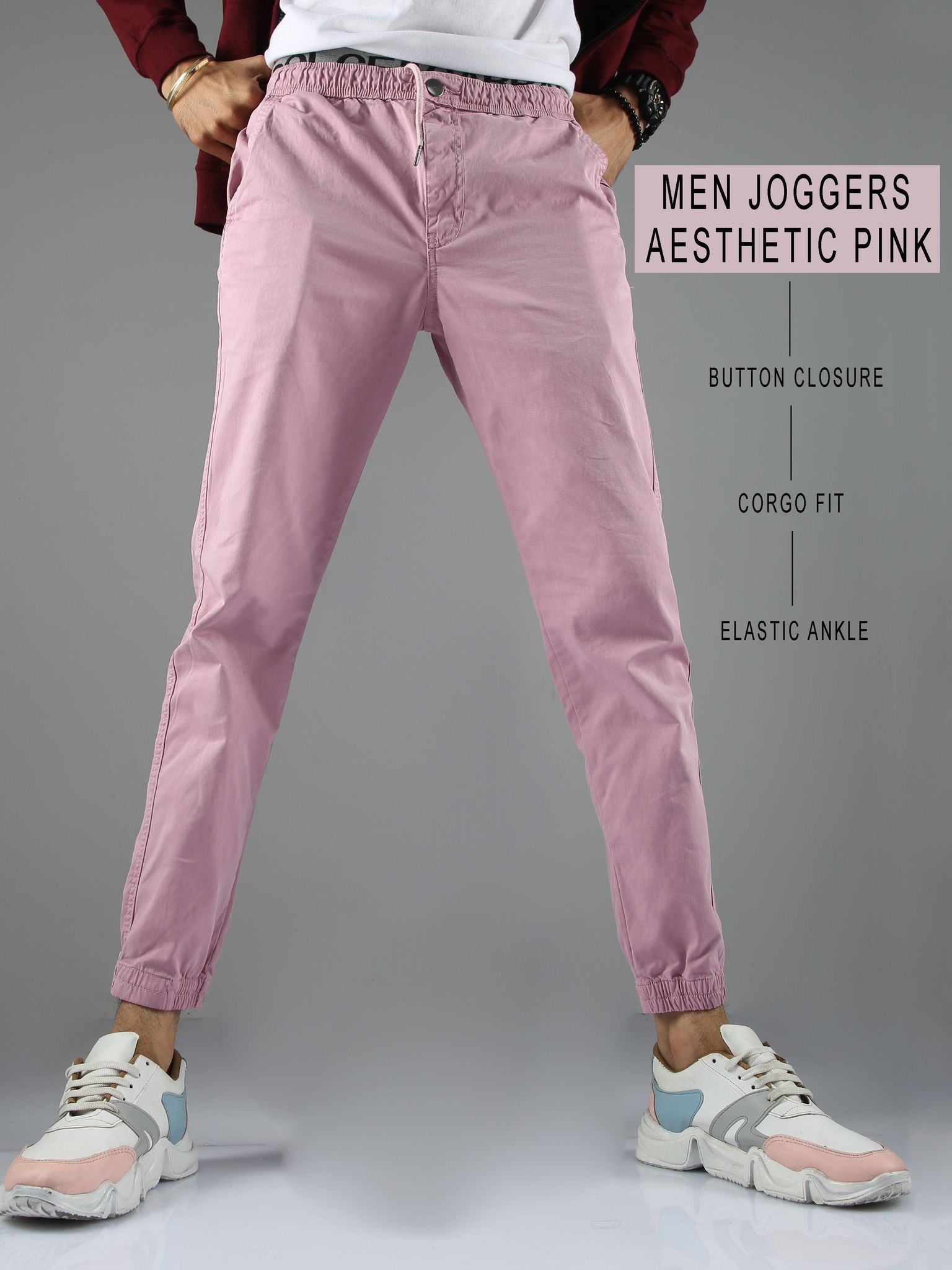 Men Joggers-Aesthetic Pink