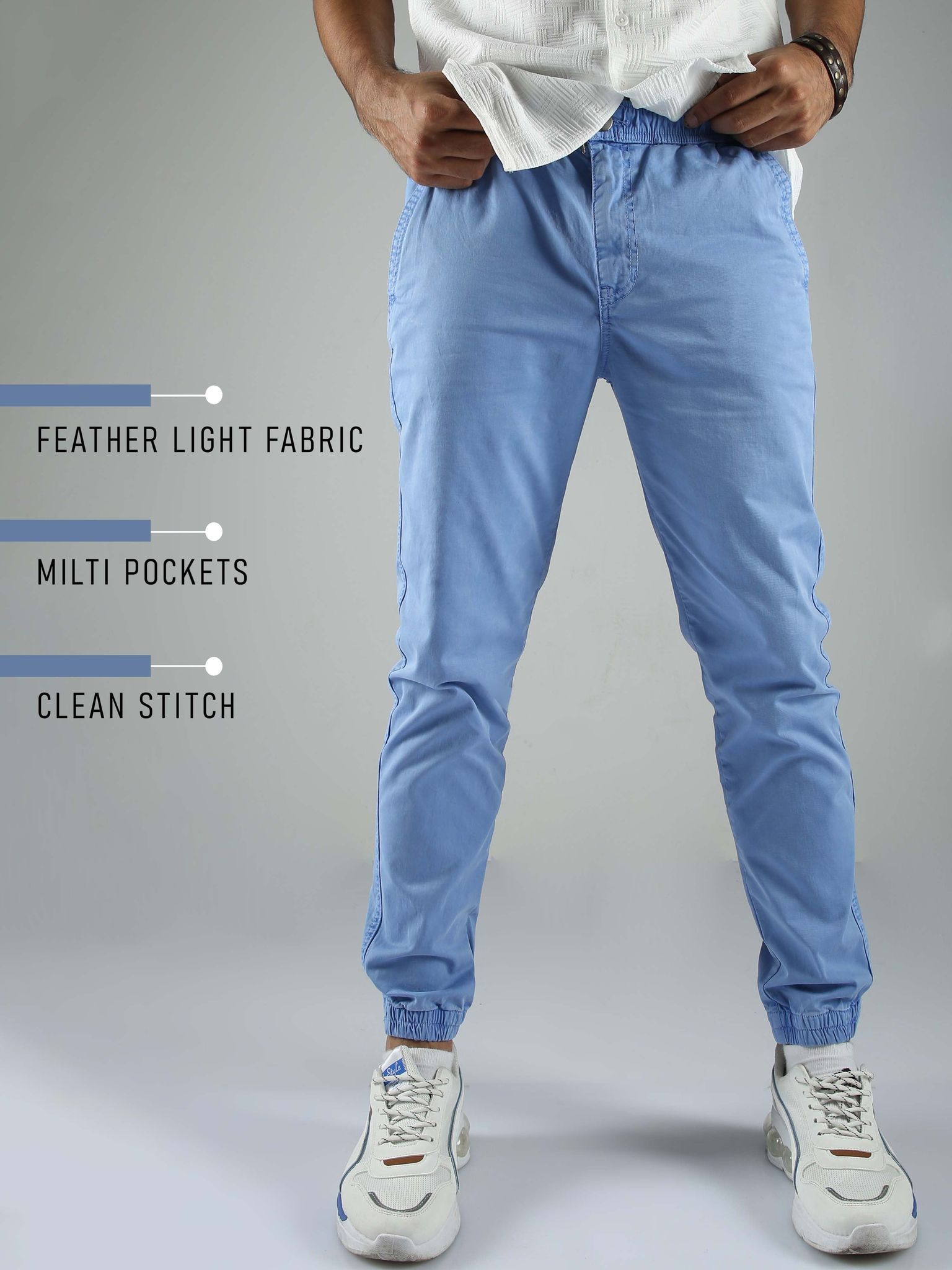 Men Joggers-Light Blue