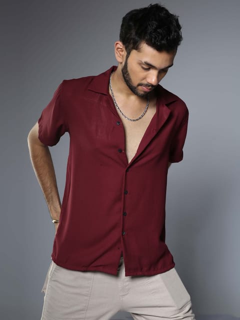 Men Hippie Oversized shirt - Wine