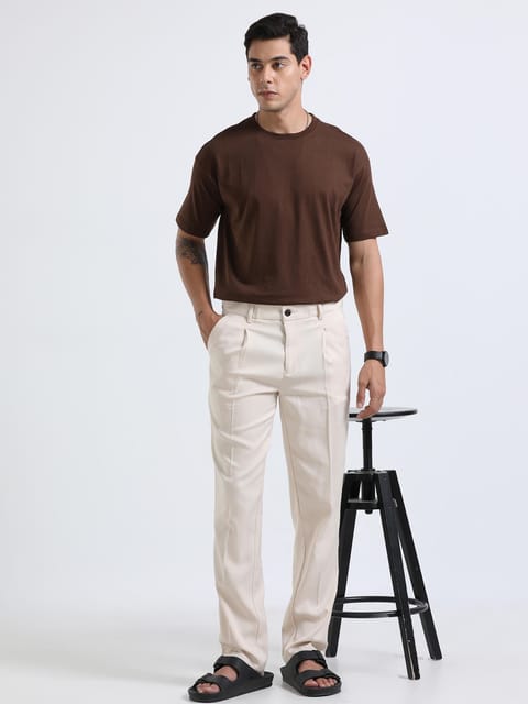 Men Bon Voyage Pleat Pant-Cream