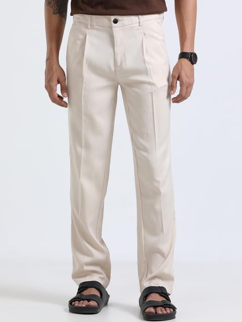 Men Bon Voyage Pleat Pant-Cream