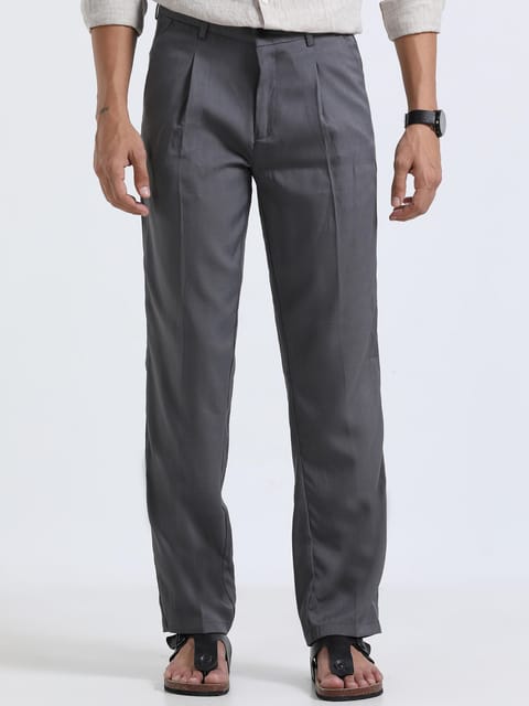 Men Bon Voyage Pleat Pant-Lt Grey