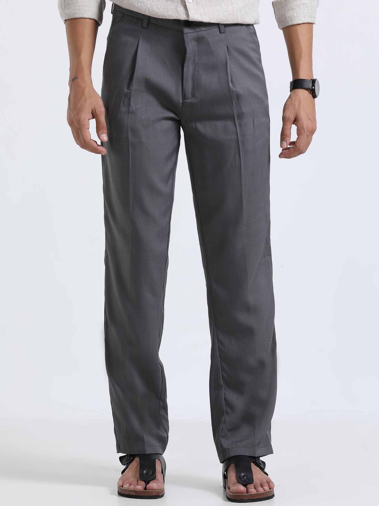 Men Bon Voyage Pleat Pant-Lt Grey