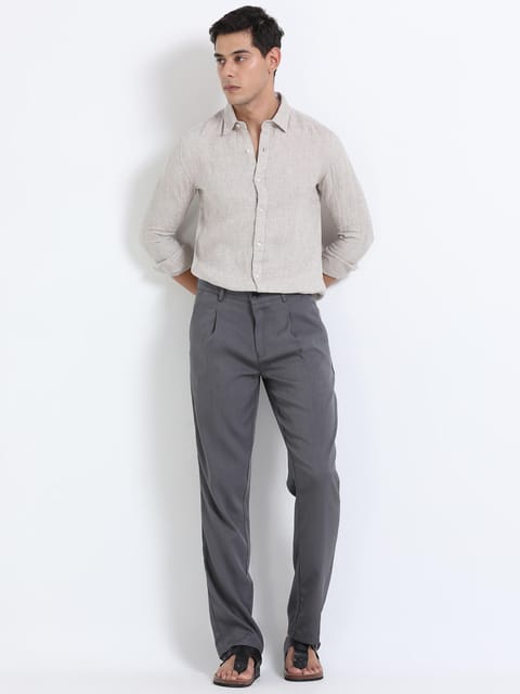 Men Bon Voyage Pleat Pant-Lt Grey