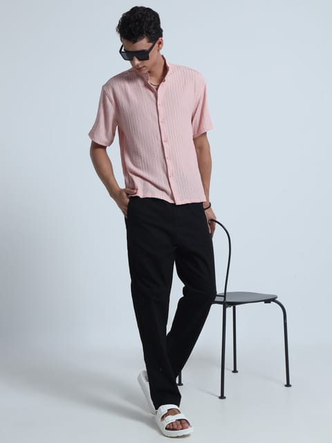 Men Summer Floruit Shirts-Pink