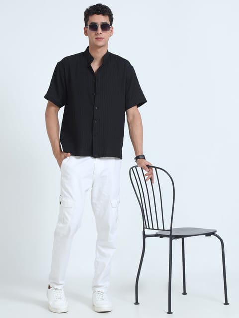 Men Summer Floruit Shirts-Black