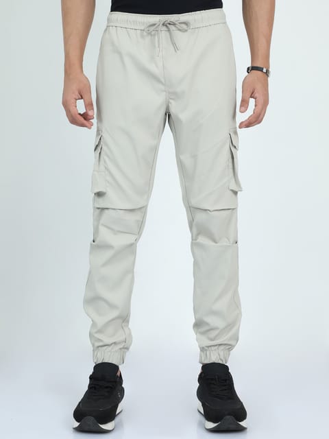 Men Street Cargo Joggers-Cream