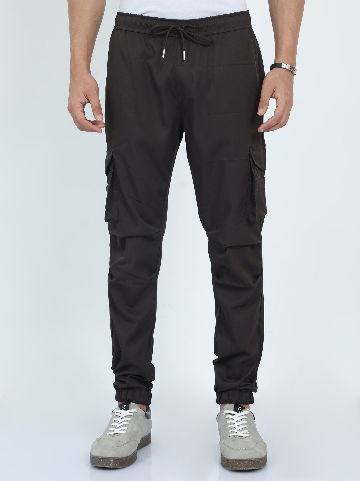 Men Street Cargo Joggers-Coffee