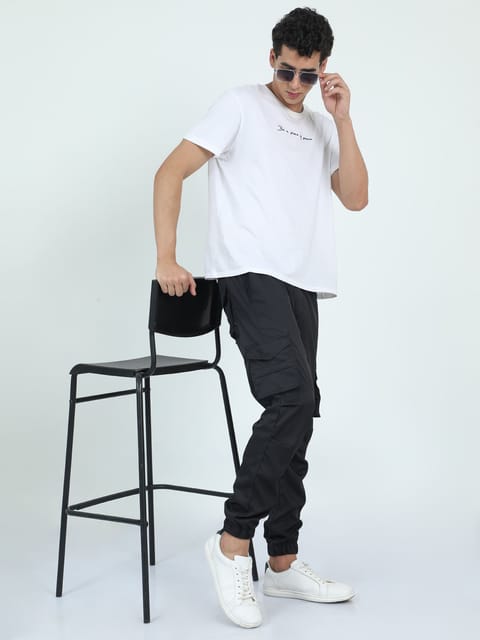 Street Black Cargo Joggers Mens