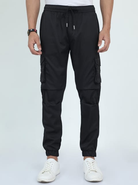 Street Black Cargo Joggers Mens