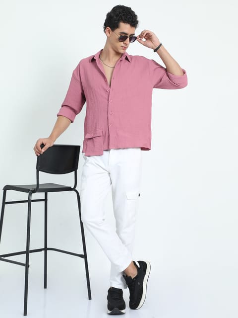 Men Drop Pocket Popcorn Shirt- Cherry