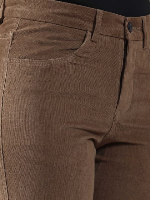 Women Corduroy Trousers- Khaki