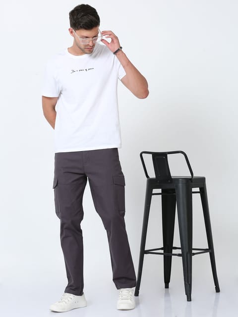 Men Lazy linen Cargo Pants-Grey