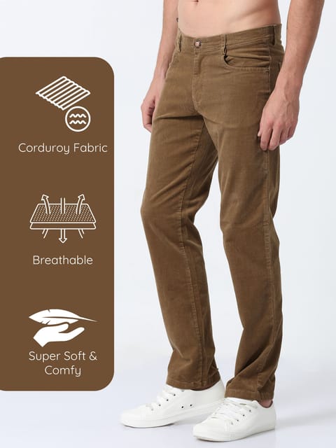 Men Corduroy Trousers-Khaki