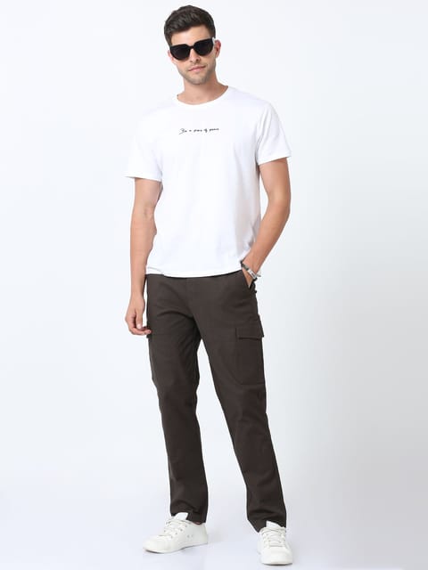 Men Lazy linen Cargo Pants-Olive