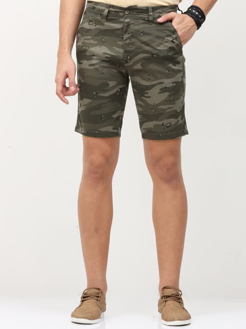 Olive Flatfront Slim Shorts 21USS0022