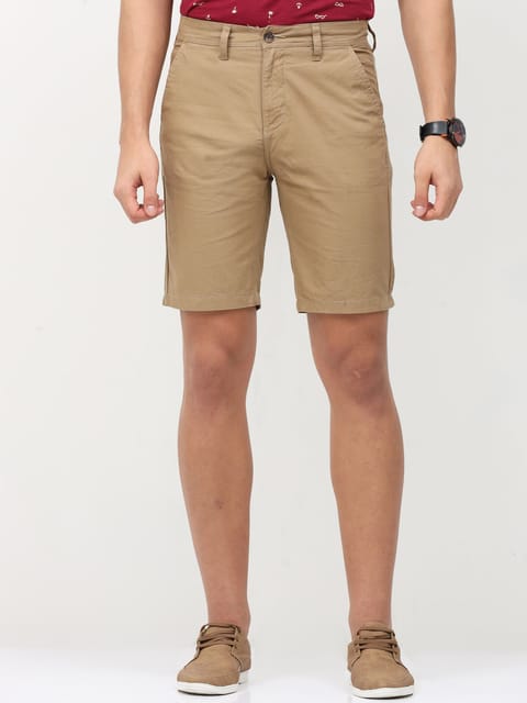 Khaki Flatfront Slim Shorts 21USS0017