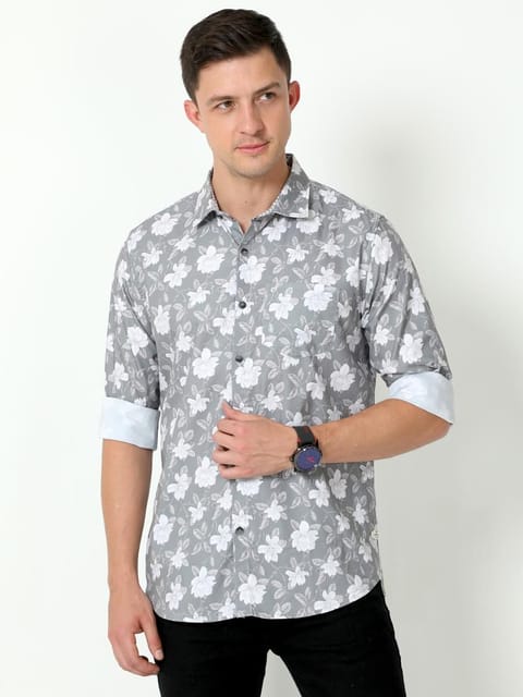 Urbaro Grey Digital Printed Shirt 22USH0829